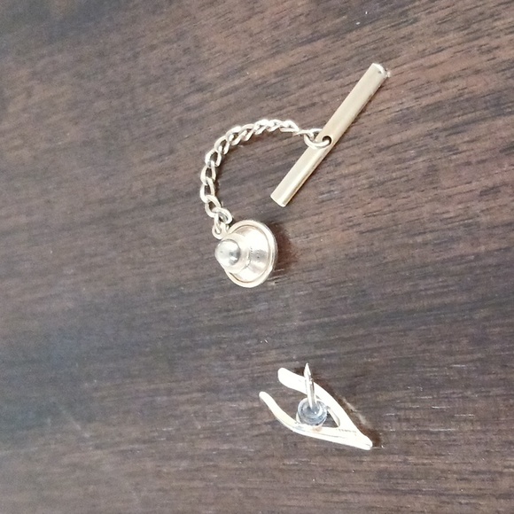 Vintage Swank Tie Tack/ Lapel  (Goldtone Faux Pearl) Wishbone & Pearl - Picture 5 of 6